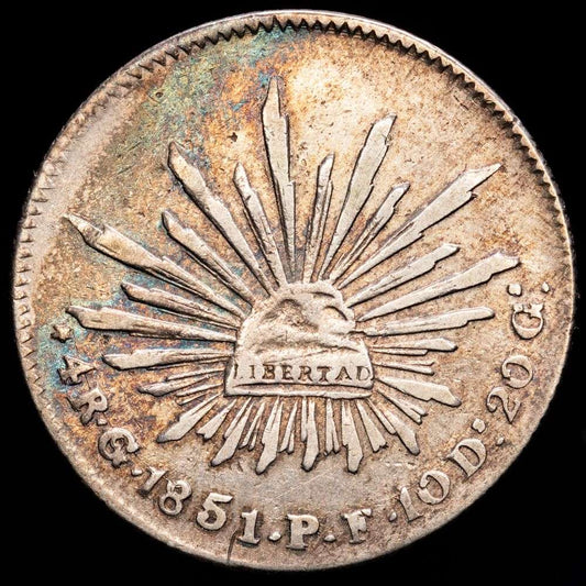 República Mexicana. 4 Reales. (13,33 g.). Guanajuato. 1851. Ensayador P·F. KM-375.4. VF.