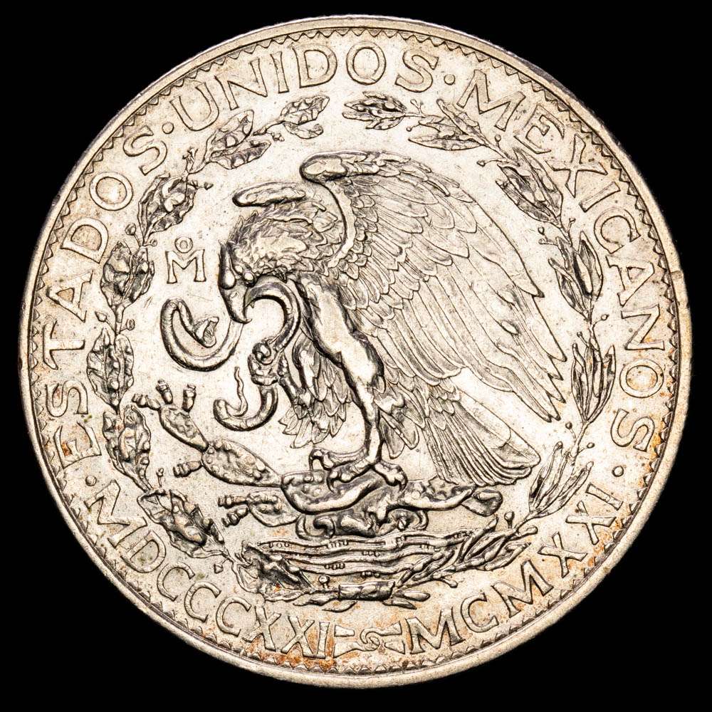 México. 2 Pesos. (26,66 g.). México. 1921. KM-462. EBC+. Restos de brillo original.