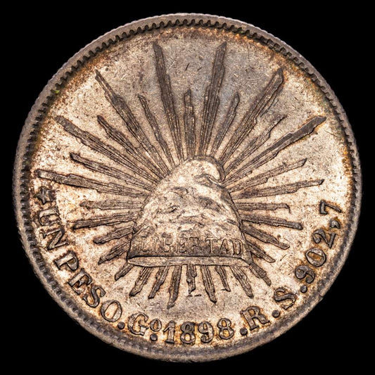 México. 1 Peso. (27 g.). Guanajuato. 1898. R·S. KM-3778. EBC.