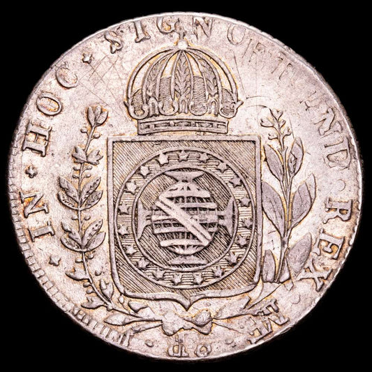 Brasil. 960 Reis. (27,37 g.). Rio. 1826. KM-368.1. MBC+. Acuñada sobre un 8 Reales 1814 Lima J·P