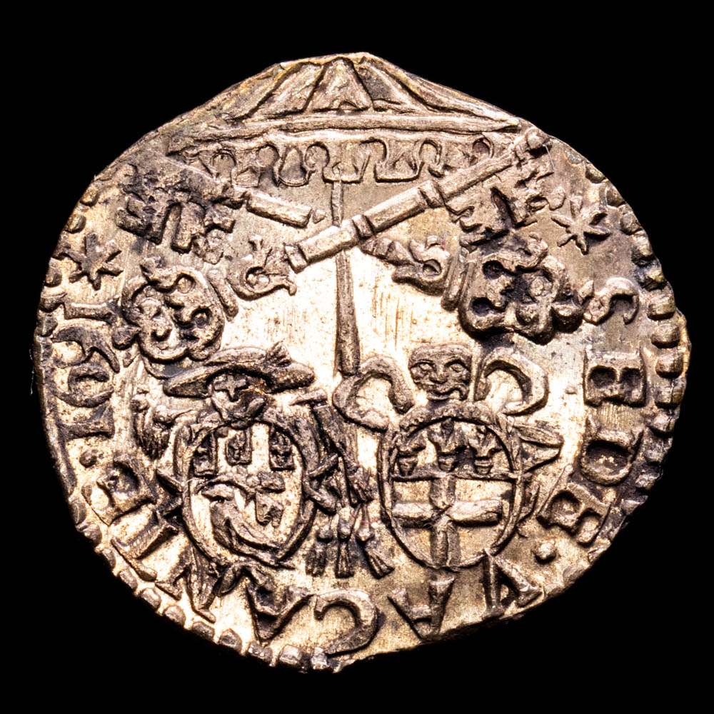 EMILIA-ROMAGNA E BOLOGNA – San Petronio. Muraiola. (1,48 g.). Bologna. 1691. MIR 2111/1. Munt. 13. CNI 5. FDC. Rara así !!! Papa I – Sede vacante . Brillo original .