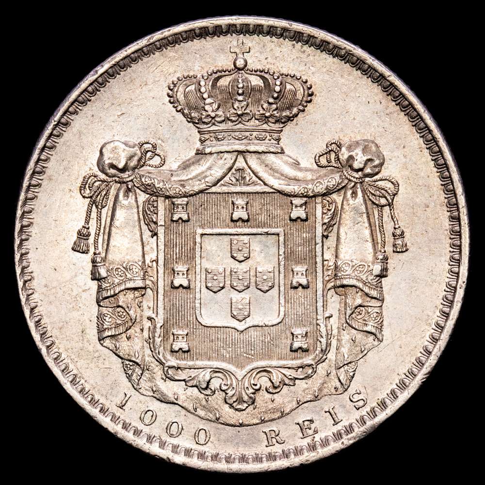 Portugal – D. Maria II. 1000 Reis. (29,63 g.). Lisboa. 1838. KM-472. EBC+. Escasa así. Muy bella.