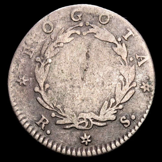 República de Colombia – 1 Real (2,51 g.). Bogotá. 1837. Ensayador R·S. VF. Rara.