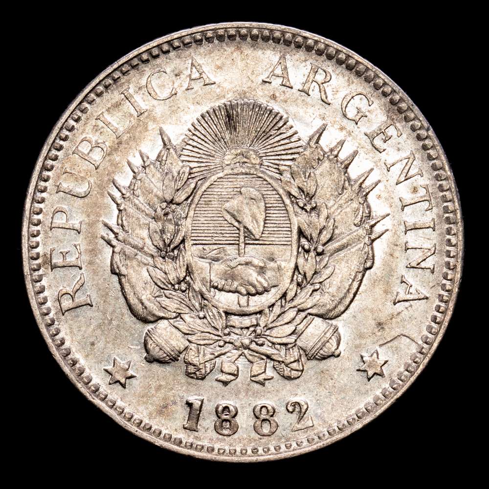 Argentina. 1882. 20 centavos. (KM. 27). AG. 4,91 gramos. EBC.
