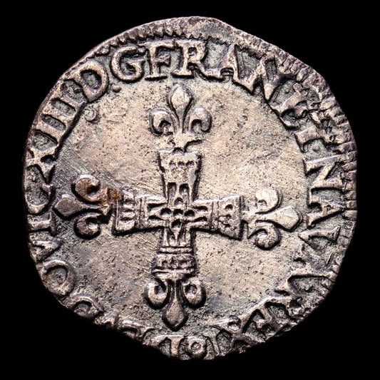 Francia – Louis XIII. 1/8 de Ecu. (4,48 g.). Rennes. 1619. G-31-17. MBC+. Muy rara.