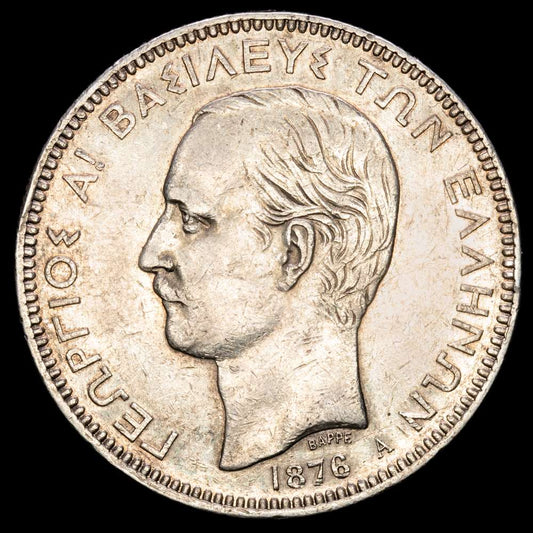 Grecia – Jorge I. 5 Dracmas. (25,03g.). París. 1876. Ensayador A. KM-46. XF+.