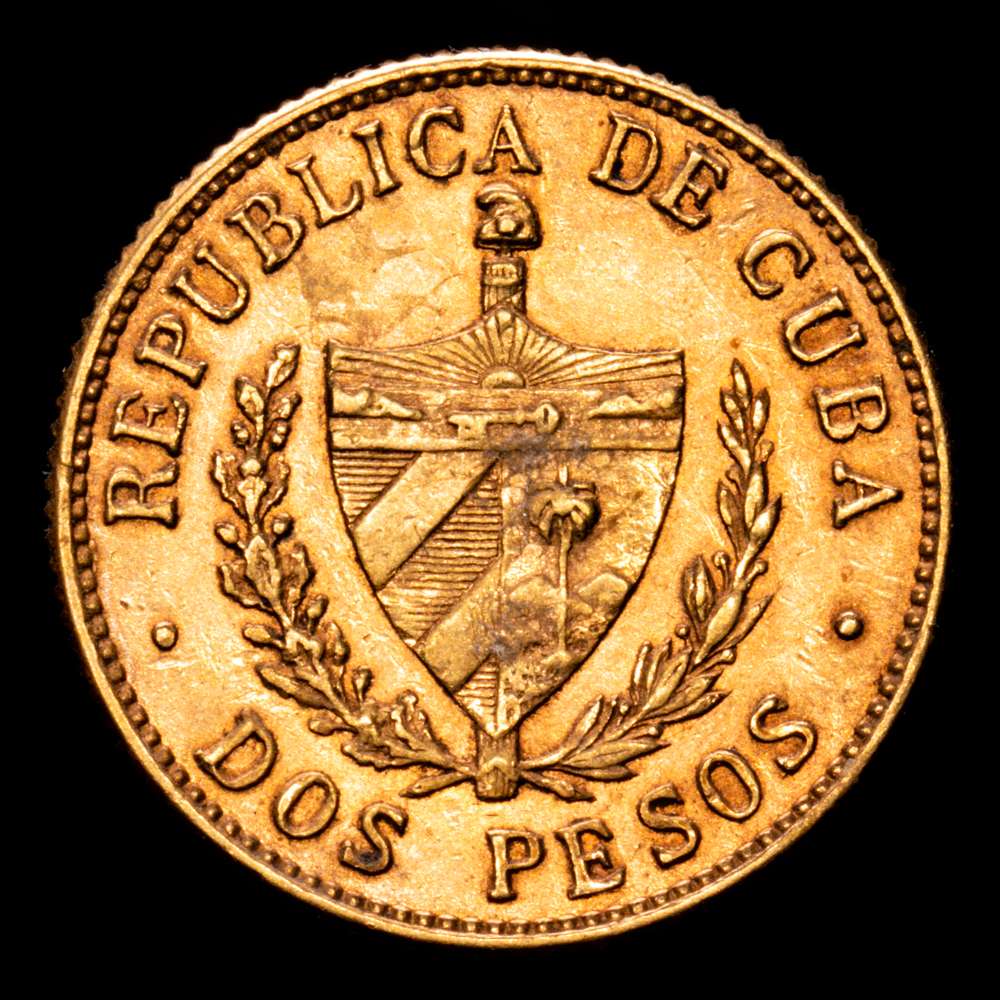 República de Cuba. 2 Pesos .Patria y libertad. José Marti. Ceca de Filadelfia.(3,37g.). 1916. KM-17. XF. Bello color .