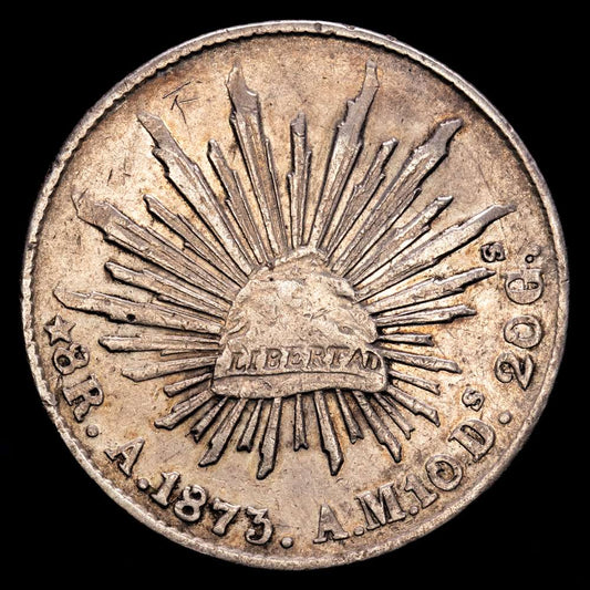 República de México. 8 Reales. ( 26,93 g.). Alamos. 1873. KNA377. Alamamos mint . Escasa . MBC+