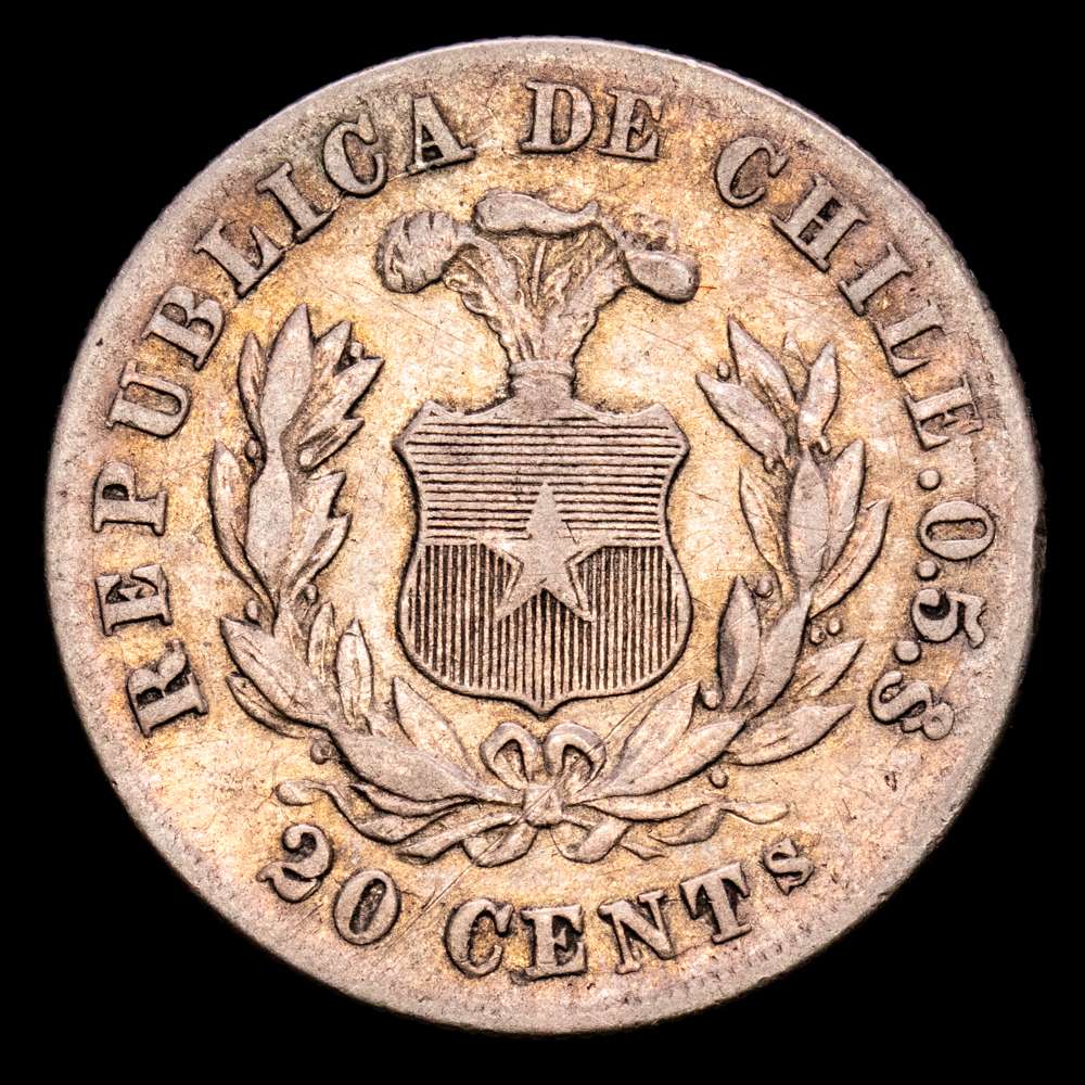 República de Chile. 2 Cents. (4,95 g.). Santiago. 1880. KM-138.2. MBC+.