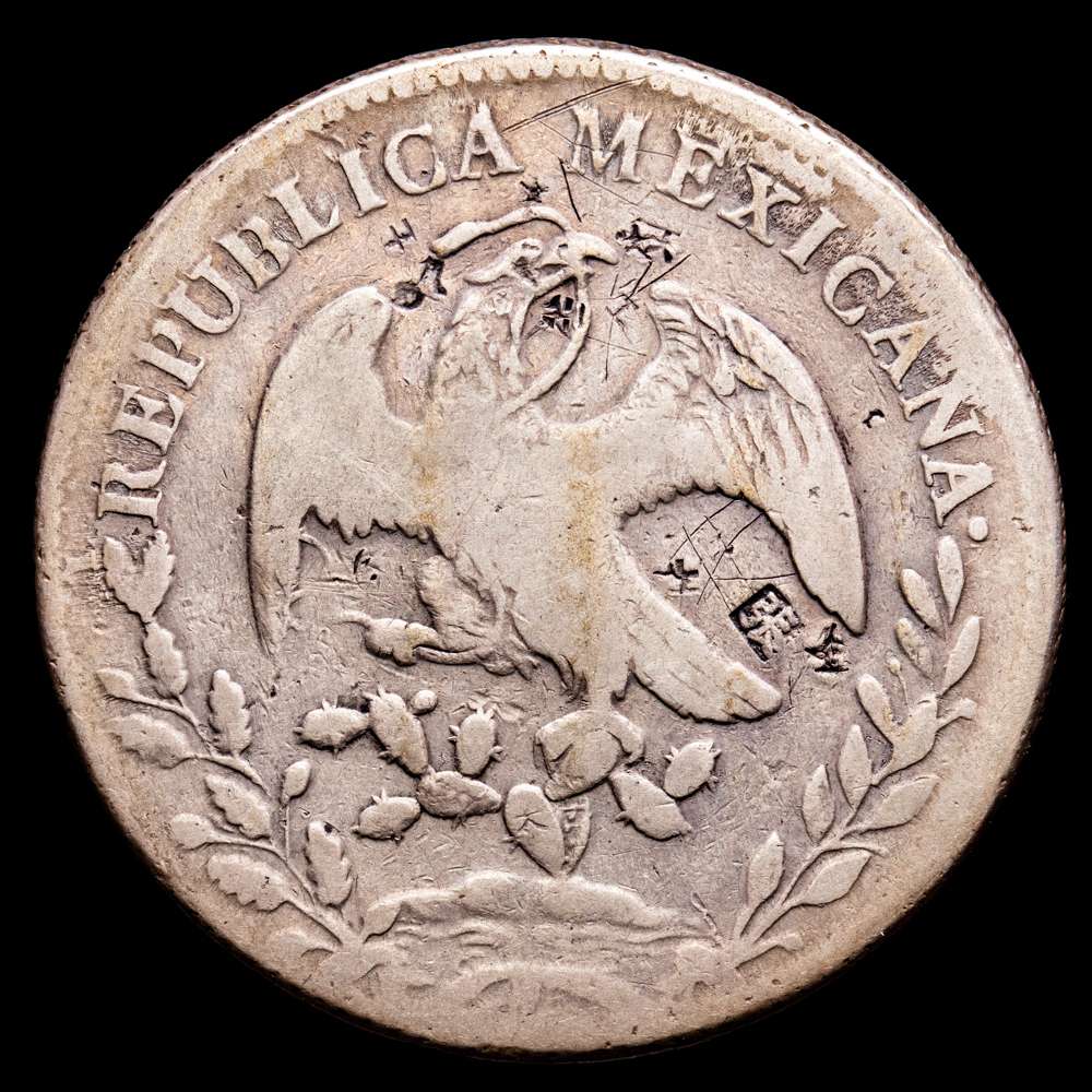 México. 8 Reales. (26,62 g.). México. 1844. Ensayador M·F. KM-377.10. MBC-.