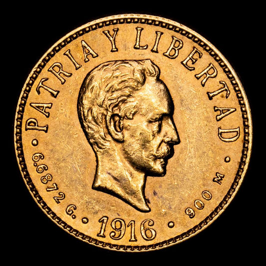 República de Cuba. 4 Pesos. (6,71 g.). Cuba. 1916. KM-19. XF. Gran parte de brillo original. Escasa !!!
