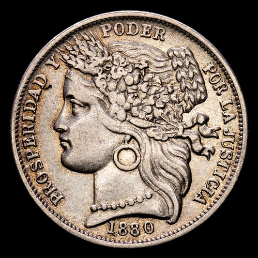 Perú. 1 Peseta. (5,06 g.). Lima. 1880. KM-200. XF.