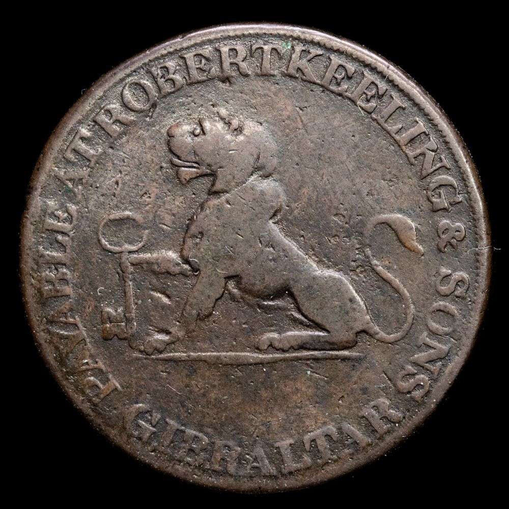 Gibraltar – Jorge III. 2 Quartos (6,97 g.). 1810. KM-TM-9.2. VF.