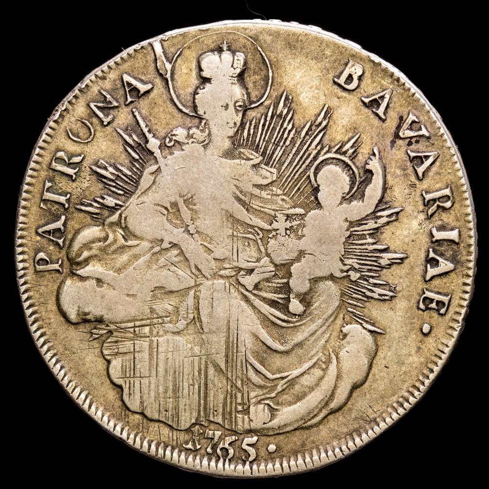Alemania – Maximiliano. TA’LERO. (27,79 g.). Amberg. 1765. Ensayador A. KM-119.2. MBC+/MBC-. Rayas de ajuste en reverso.