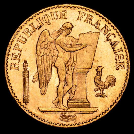 Francia. 20 Francs. (6,49 g.). A-Paris. 1890. KM-825. XF+. Brillo original.